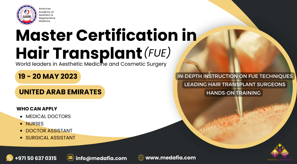 banner image on a Master certification in hair transplant event page