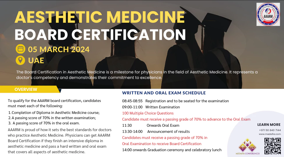 Aesthetic Medicine Board Certification March 2024 banner